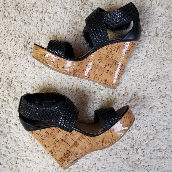 Steve Madden Shoes - Steve Madden Black Wedge Sandals Size 6